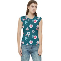 Cute Flowers Seamless Model Spring Women s Raglan Cap Sleeve T-shirt by Grandong