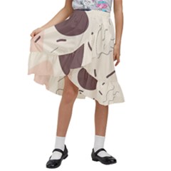 Sky Clouds Stars Starry Cloudy Kids  Ruffle Flared Wrap Midi Skirt by Grandong