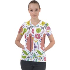 Flowers Spring Background Wallpaper Short Sleeve Zip Up Jacket by Grandong