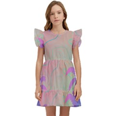 Palm Trees Leaves Plants Tropical Kids  Winged Sleeve Dress by Grandong