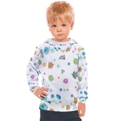 Flower Leaves Background Floral Kids  Hooded Pullover by Grandong