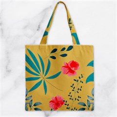 Flowers Petals Leaves Plants Zipper Grocery Tote Bag by Grandong