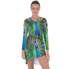 Peafowl Peacock Asymmetric Cut-out Shift Dress by Sarkoni