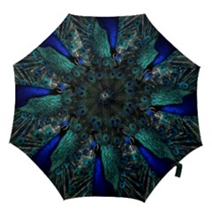 Blue And Green Peacock Hook Handle Umbrellas (large) by Sarkoni