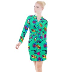 Pattern Adweek Summer Button Long Sleeve Dress by Ndabl3x