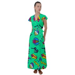 Pattern Adweek Summer Flutter Sleeve Maxi Dress by Ndabl3x