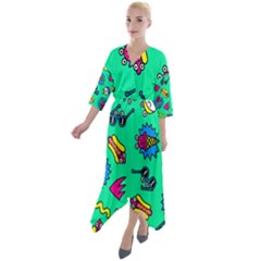 Pattern Adweek Summer Quarter Sleeve Wrap Front Maxi Dress by Ndabl3x