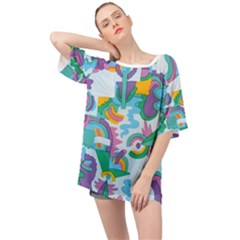 Pattern Hotdog Trap Oversized Chiffon Top by Ndabl3x