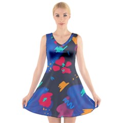 Patterns Rosebuds V-neck Sleeveless Dress by Ndabl3x