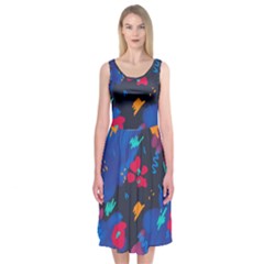 Patterns Rosebuds Midi Sleeveless Dress by Ndabl3x