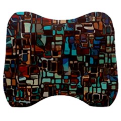 Stained Glass Mosaic Abstract Velour Head Support Cushion by Sarkoni