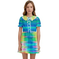 Wave Rainbow Bright Texture Kids  Sweet Collar Dress by Sarkoni