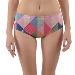 Background Geometric Triangle Reversible Mid-waist Bikini Bottoms by Sarkoni