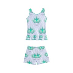 Plant Pattern Green Leaf Flora Kids  Boyleg Swimsuit by Sarkoni