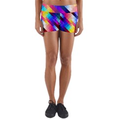 Abstract Background Colorful Pattern Yoga Shorts by Sarkoni