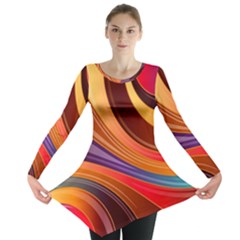 Abstract Colorful Background Wavy Long Sleeve Tunic  by Sarkoni