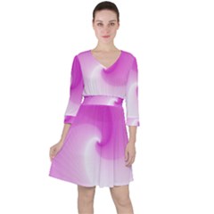 Abstract Spiral Pattern Background Quarter Sleeve Ruffle Waist Dress by Sarkoni