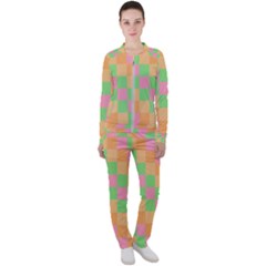 Checkerboard Pastel Squares Casual Jacket And Pants Set by Grandong