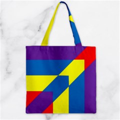 Colorful Red Yellow Blue Purple Zipper Grocery Tote Bag by Grandong