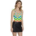 Chevron Pattern Design Texture Flowy Camisole Tie Up Top View3