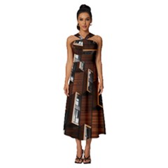 Abstract Architecture Building Business Sleeveless Cross Front Cocktail Midi Chiffon Dress by Amaryn4rt