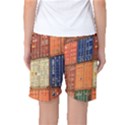 Blue White Orange And Brown Container Van Women s Basketball Shorts View2