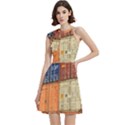 Blue White Orange And Brown Container Van Cocktail Party Halter Sleeveless Dress With Pockets View1