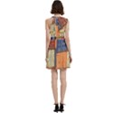 Blue White Orange And Brown Container Van Cocktail Party Halter Sleeveless Dress With Pockets View4