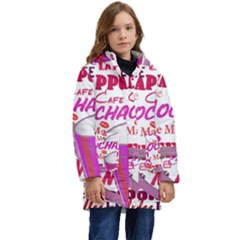 Coffee Cup Lettering Coffee Cup Kids  Hooded Longline Puffer Jacket by Amaryn4rt