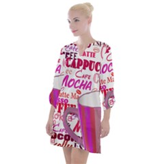 Coffee Cup Lettering Coffee Cup Open Neck Shift Dress by Amaryn4rt