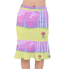 Red Mushroom Animation Adventure Time Cartoon Multi Colored Short Mermaid Skirt by Sarkoni