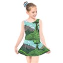 Adventure Time Cartoon Green Color Nature  Sky Kids  Skater Dress Swimsuit View1