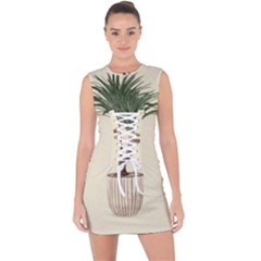 Tree Vector Art In A Flower Pot Lace Up Front Bodycon Dress by Sarkoni