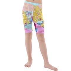 Pillows And Vegetable Field Illustration Adventure Time Cartoon Kids  Mid Length Swim Shorts by Sarkoni