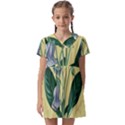 Botanical Plants Green Kids  Asymmetric Collar Dress View1