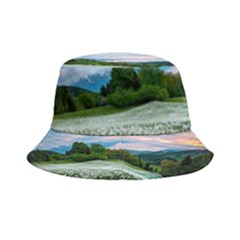 Field Of White Petaled Flowers Nature Landscape Inside Out Bucket Hat by Sarkoni