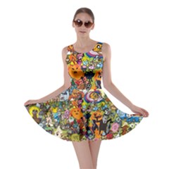 Cartoon Characters Tv Show  Adventure Time Multi Colored Skater Dress by Sarkoni