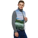 Field Of White Petaled Flowers Nature Landscape Men s Button Up Puffer Vest	 View2