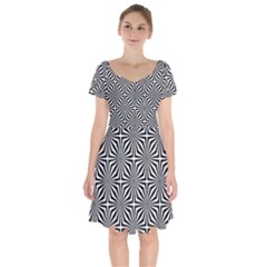 Background Pattern Halftone Black White Short Sleeve Bardot Dress by Pakjumat