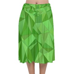 Mosaic Tile Geometrical Abstract Velvet Flared Midi Skirt by Pakjumat