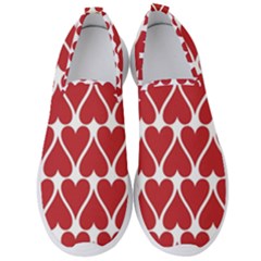 Hearts Pattern Seamless Red Love Men s Slip On Sneakers by Apen