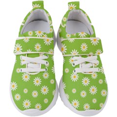 Daisy Flowers Floral Wallpaper Kids  Velcro Strap Shoes by Apen