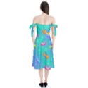 Non Seamless Pattern Blues Bright Shoulder Tie Bardot Midi Dress View2