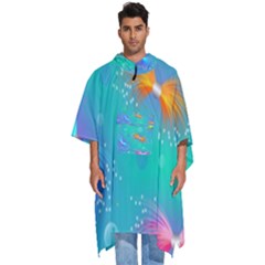 Non Seamless Pattern Blues Bright Men s Hooded Rain Ponchos by Dutashop