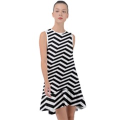 Zigzag Chevron Pattern Frill Swing Dress by Dutashop