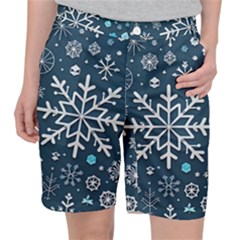 Snowflakes Pattern Women s Pocket Shorts by Modalart