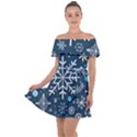 Snowflakes Pattern Off Shoulder Velour Dress View1