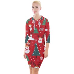 Christmas Decoration Quarter Sleeve Hood Bodycon Dress by Modalart