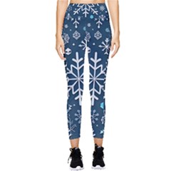 Snowflakes Pattern Pocket Leggings  by Modalart