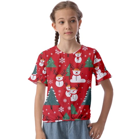 Christmas Decoration Kids  Cuff Sleeve Scrunch Bottom T-shirt by Modalart